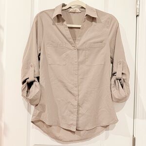 Sweet Wanderer Taupe Button-Down Shirt